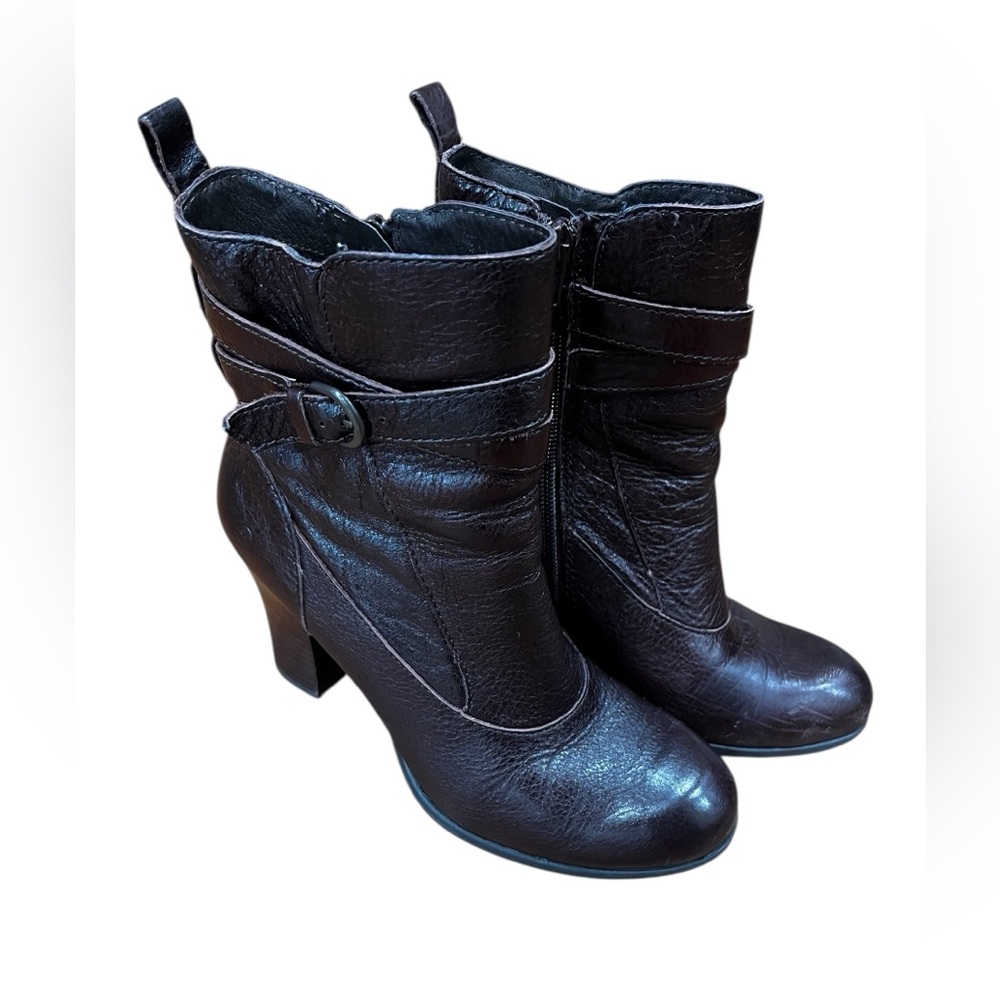 Born Chyler Brown Leather Heeled Boots-7 - Picture 9 of 12